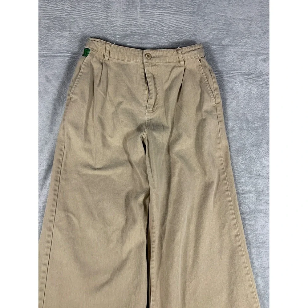 Empyre Pants Womens M Khaki Tan Chino Embroidered